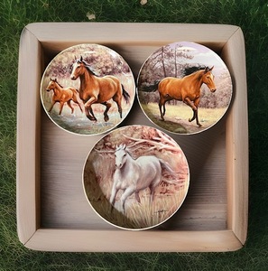 lot 70 image: SET OF 3 HAUTMAN BROTHERS TONE WORLD 2001 RUNNING HORSES PLATES