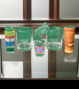 lot 82 image: Two (2) Knob Hill Bourbon Glasses &amp Four (4) Shooter Glasses