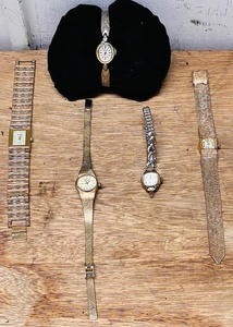 lot 90 image: Five (5) Assorted Womens Wrist Watches - Including 17 Jewel Baroness &amp&nbspHelgros Swiss Watches