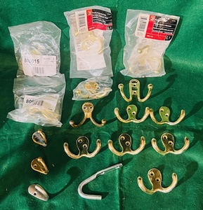 lot 96 image: Huge Lot of New &amp Used One and Two Prong Robe Hooks - Including the Bulldog Brand