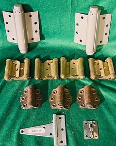 lot 103 image: New &amp Vintage Spring-Loaded Door Hinges  A Couple of Assorted Hinges