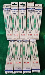 lot 125 image: Nine (9) Hygrade Twin Tube Compact Fluorescent Bulbs 4100K 13W 800 Lumens