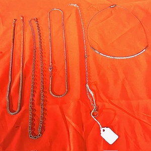 lot 133 image: Lot of Five (5) Silver-Toned ChainsNecklace