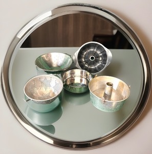lot 138 image: Three (3) Cake Pans &amp Two (2) Colanders- Including Wilton &amp Mirro