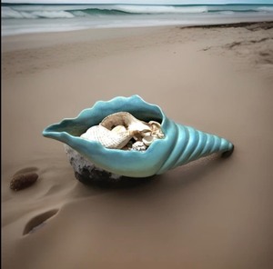 lot 143 image: Vintage VAN BRIGGLE Colorado Springs&nbsp Conch Ming 12 Blue Shell - Signed