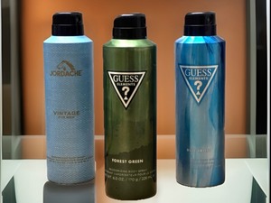 lot 156 image: Guess Elements - Blue Frost for Men - 6 oz Body Spray, Guess Elements - Forest Green - 6 Oz, &amp 6 Oz Jordache Vintage for Men