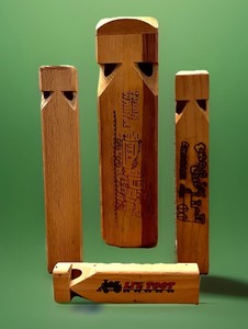 lot 130 image: Lot of 4 Wood Carved Train Whistles