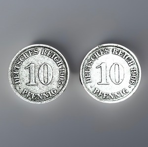 lot 172 image: 1905 &amp 1906 German 10 Pfennig Coins