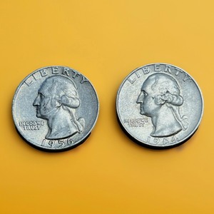 lot 178 image: 1956 &amp 1964 Silver Washington Quarters