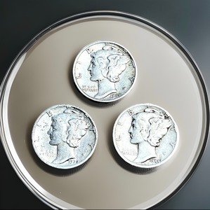 lot 181 image: Three (3) Silver Mercury Dimes (1935, 1942, 1944)