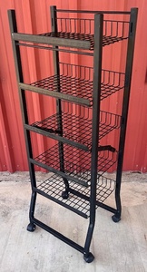 lot 159 image: Five Tier Metal Roll-Around Folding Shelves