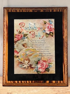 lot 205 image: Vintage Rockabye Baby Poem in Foil Wooden Wall Hanging by Wendy Lyn 9.5 x 11.5