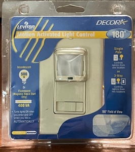 lot 254 image: Leviton Decora PR180 Motion Activated Light Control 180 Degree White - New&nbsp