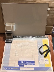 lot 260 image: AT-A-GLANCE 21-34 x 17Indated 12 Month Desk Calender &amp Wall-Hanging White Board WFolding Calculator &amp Magnifying Glass