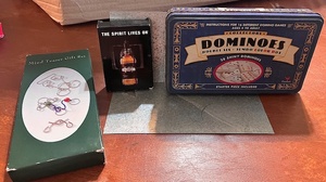 lot 271 image: Drambuie Playing Cards, Mind Teaser Gift Set, &amp Double Six, Jumbo Color Dots, Collectors Dominoes