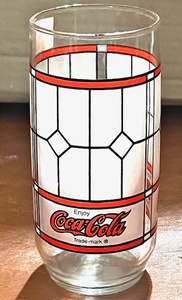 lot 297 image: Coca-Cola Glass - Vintage Frosted Window Pane Tiffany Style Tumbler by Libbey 16oz