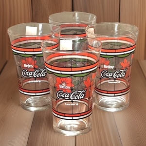 lot 299 image: Four (4)LibbyTiffany Style Seasons Greetings Poinsettia Glass Tumblers