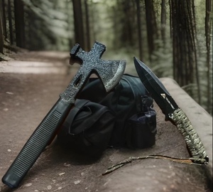 lot 300 image: Ozark Trail Stainless Steel Paracord Knife &amp Multipurpose Hatchet