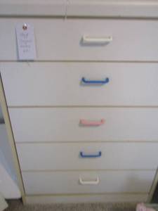 lot 13 image: Chest of drawers white in color 5 drawers