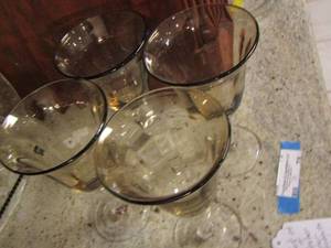 lot 78 image: Set of 4 amber water goblets