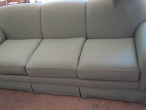 lot 248 image: Thomasville Green couch has scratches from a cat