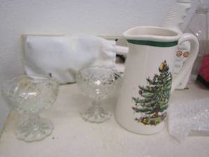lot 299 image: Small goblets   QTY 2 ,   &  Spode handled creamer,