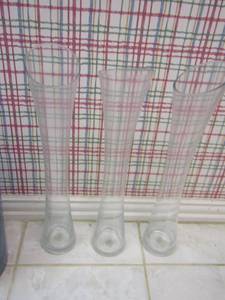 lot 300 image: qty 3 tall floral vases