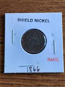lot 28 image: 1866 Shield Nickel - rare