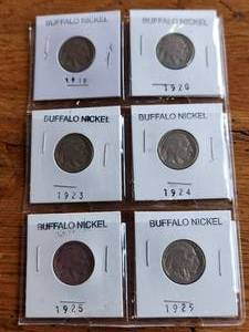 lot 51 image: Selection of Buffalo Nickels - 1918, 1920, 1923, 1924, 1925, 1929
