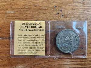 lot 59 image: 1958 vintage old Mexican Silver Dollar