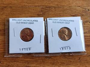 lot 65 image: Selection of Brilliant Uncirculated Old Wheat Cents - 1956D, 1957D