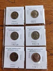 lot 71 image: Selection of Brilliant Uncirculated Jefferson Nickels -