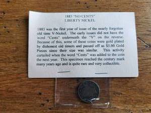 lot 74 image: 1883 No Cents Liberty Nickel