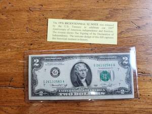 lot 89 image: 1976 Bicentennial Two Dollar $2 bill