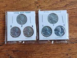 lot 92 image: 1943 Steel War Pennies - D, P, and S - 2 sets
