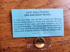 lot 110 image: 24kt gold plated 2005 Keelboat Nickel