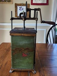lot 2 image: Vintage metal butter churn patented 1907