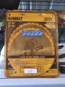lot 171 image: DeWalt saw blades - 12 80T and 32T