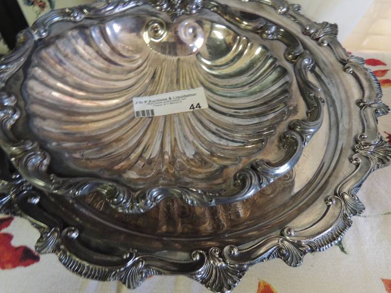 lot 44 image: Silver serving platter and Blackent...