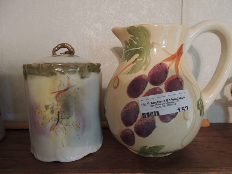 lot 152 image: Hand painted porcelain Canister Bi...