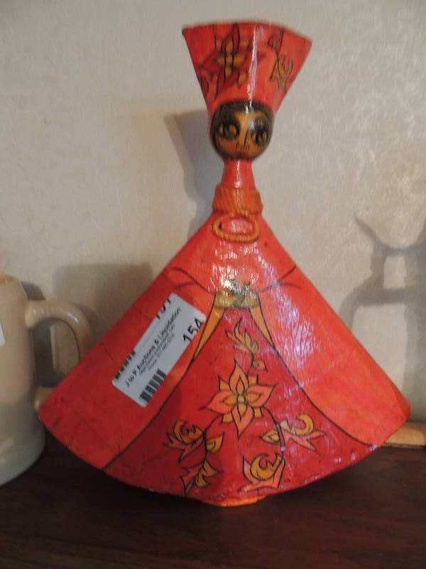 lot 154 image: Mexican paper Mache candle holder b...