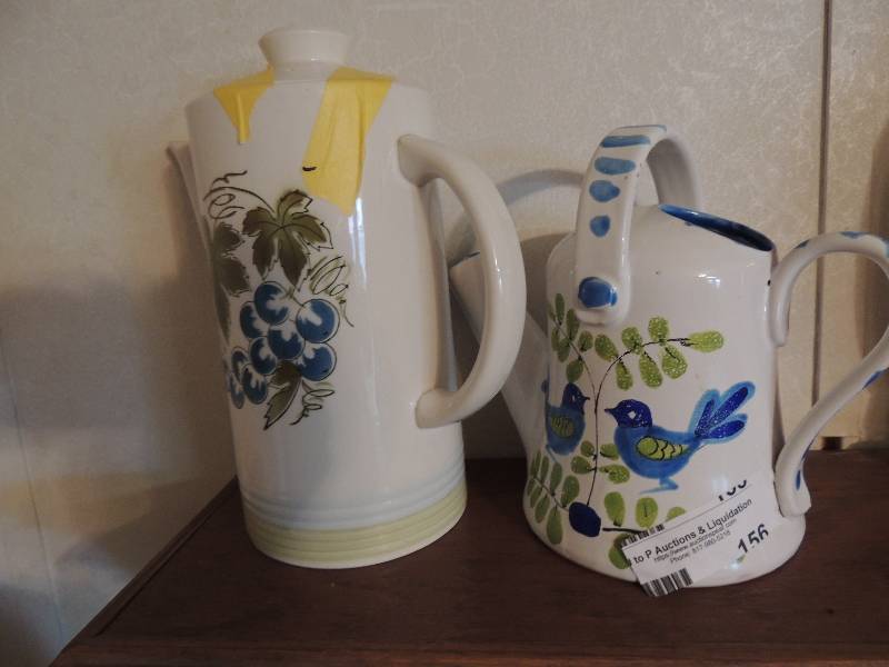 lot 156 image: 2 Ceramic pitchers -  one marked Ir...