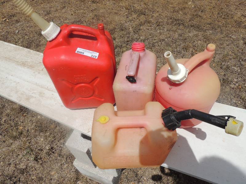 lot 229 image: Gas cans -2 12 gallon, 1 12 gallo...