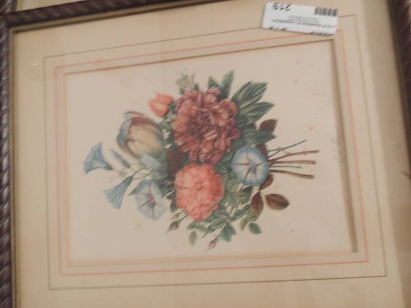 lot 419 image: 2 VINTAGE FLORAL PRINTS  (14x16)   ...