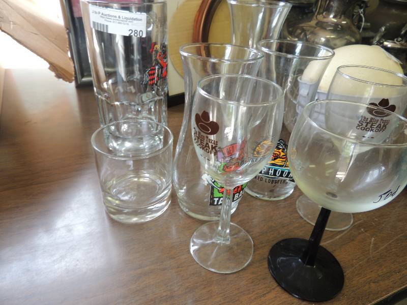 lot 280 image: Cook-off wine glasses, red lobster ...