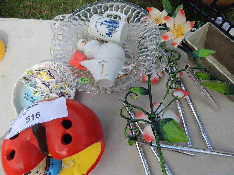 lot 516 image: Wind chime, bowl etc....