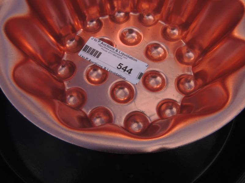 lot 544 image: Copper cake pan and jello molds, m...