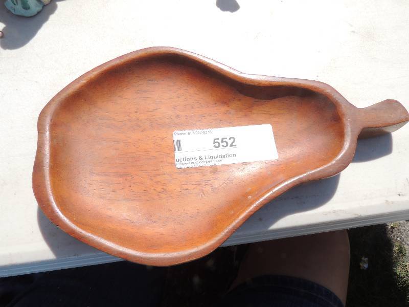 lot 552 image: 2 Teak trays,  Mexican tile, and mor...