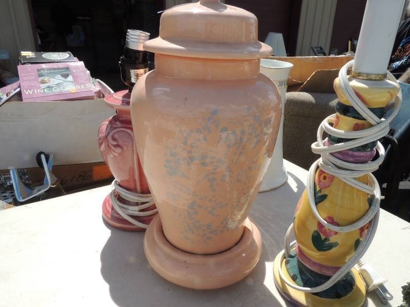 lot 553 image: GINGER Jar lamp  AND A JOHNSON BROS. PITCHER