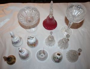 lot 19 image: Vintage glassware and mixed bells